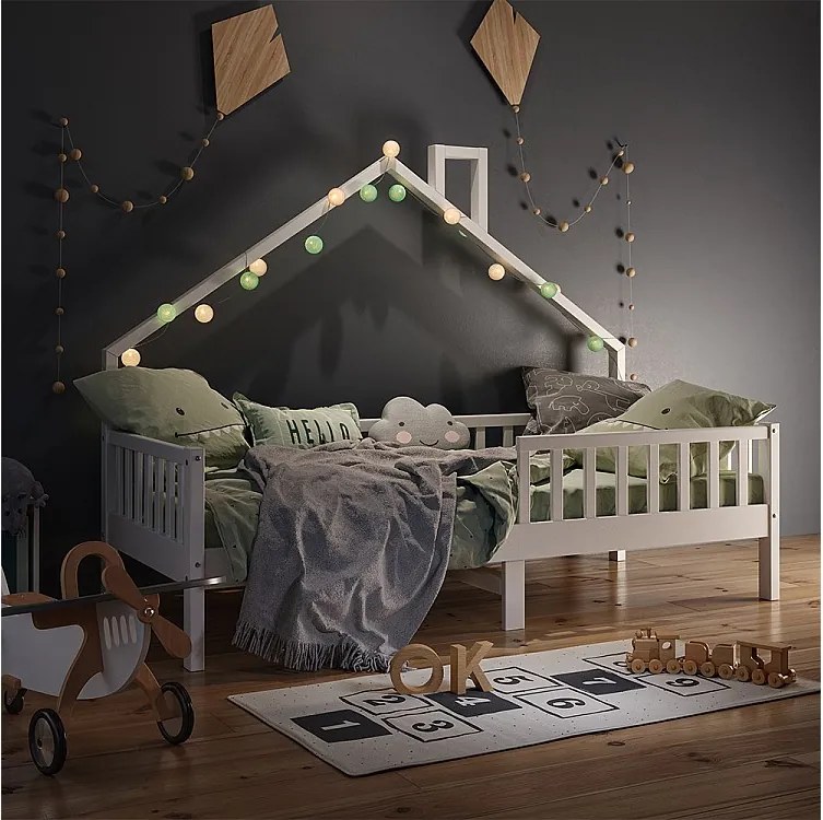 Łóżko domowe biały 208x93x155 noemi