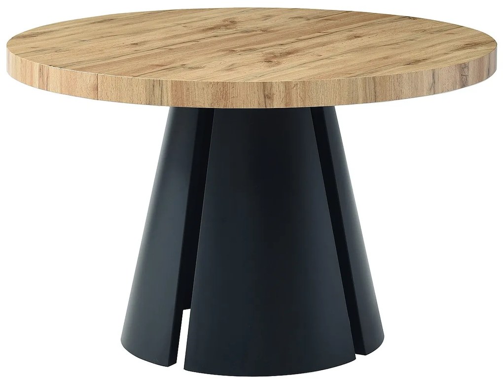 Stół do jadalni rozkładany dla 4 do 12 osób z MDF i czarnego metalu - Naturalny jasny - JARELIA