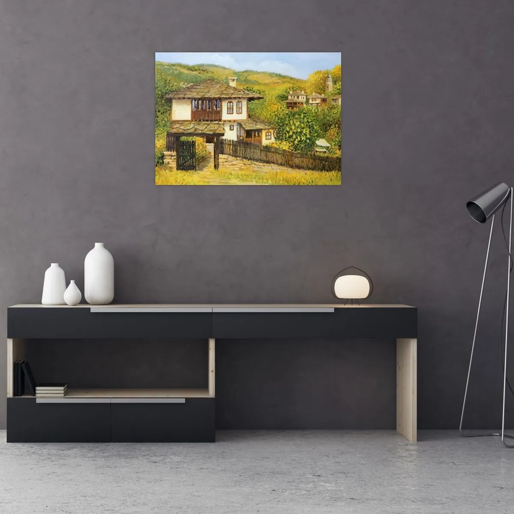 Obraz na szkle - Domki letniskowe w lecie (70x50 cm)