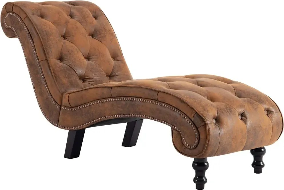 Brązowa leżanka z ekologicznej skóry zamszowej A7-D48