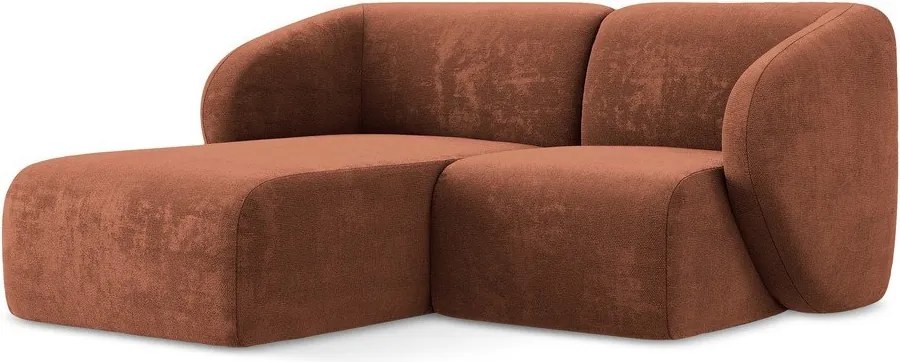 Narożnik z tkaniny szenilowej (lewostronny/z szezlongiem) w kolorze terakoty Lani – Makamii