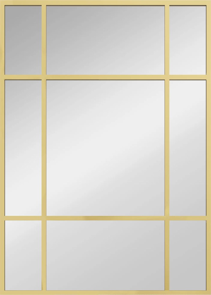 HOMCOM Lustro ścienne, dekoracyjne lustro z metalową ramą, złote paski, wielowarstwowe szkło, 50B x 2T x 70H cm | Aosom PL