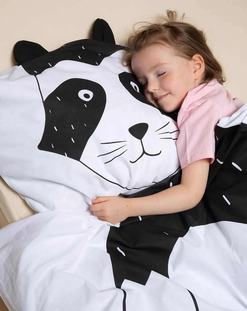 PrzytulneMieszkanie.pl PrzytulneMieszkanie.pl Bawełniana pościel do łóżeczka RACCOON czarno-biała Rozmiar pościeli: 40 x 60 cm | 100 x 135 cm