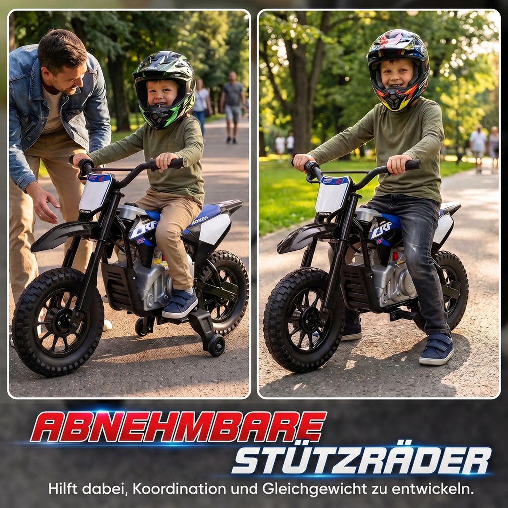 AIYAPLAY Elektryczny motocykl dla dzieci HONDA CRF 450R 12 V Motocross z silnikiem 35 W, akumulatorem litowo-jonowym, tylnym zawieszeniem, 12-calowymi kołami | Aosom PL