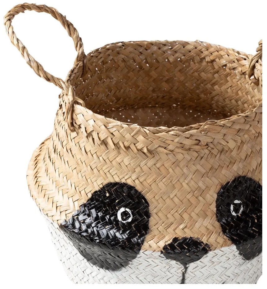 Biało-naturalny dziecięcy kosz na zabawki z trawy morskiej ø 25x24 cm Panda – Compactor