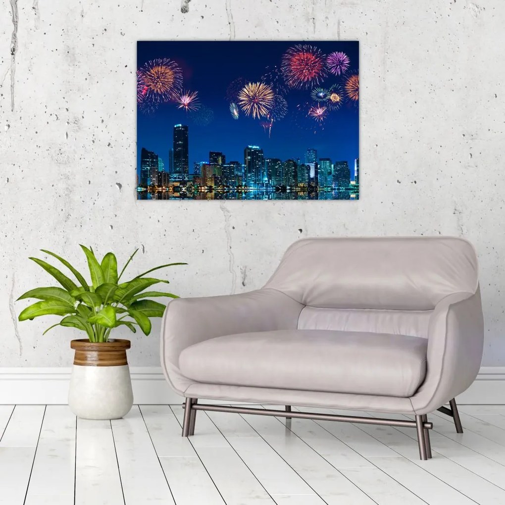 Obraz - Fajerwerki w Miami (70x50 cm)