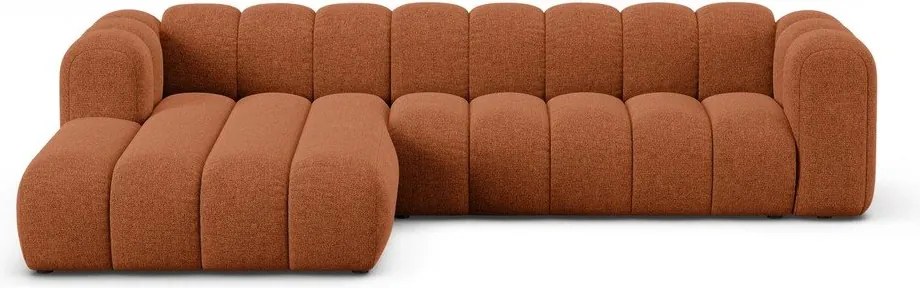 Ceglasty narożnik z tkaniny szenilowej (lewostronny/z szezlongiem) Lupine – Micadoni