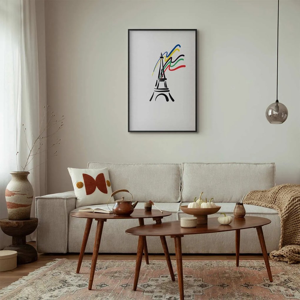 Plakat Wieża Eiffla i kolory 21x30 cm z ramą czarną bez marginesu ARTGEIST B