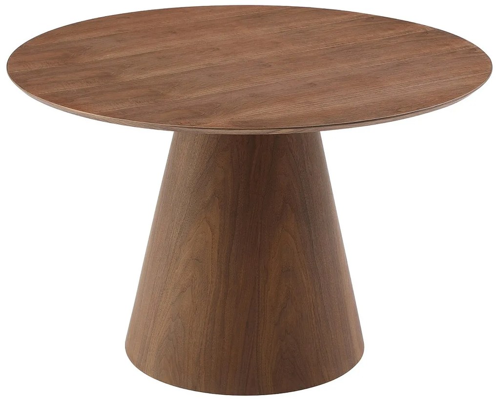 Stół do jadalni okrągły dla 4 osób z MDF - Naturalny ciemny - ANTALIZA