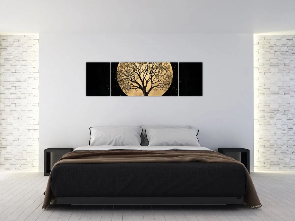 Obraz – Drzewo w złotej pełni księżyca I. (170x50 cm)