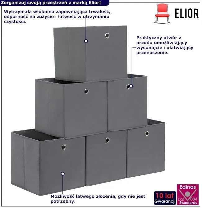 Komplet 6 szarych organizerów E4-L06