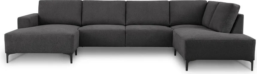 Antracytowy narożnik z tkaniny szenilowej (prawostronny/w kształcie litery U) Fabian – Scandic