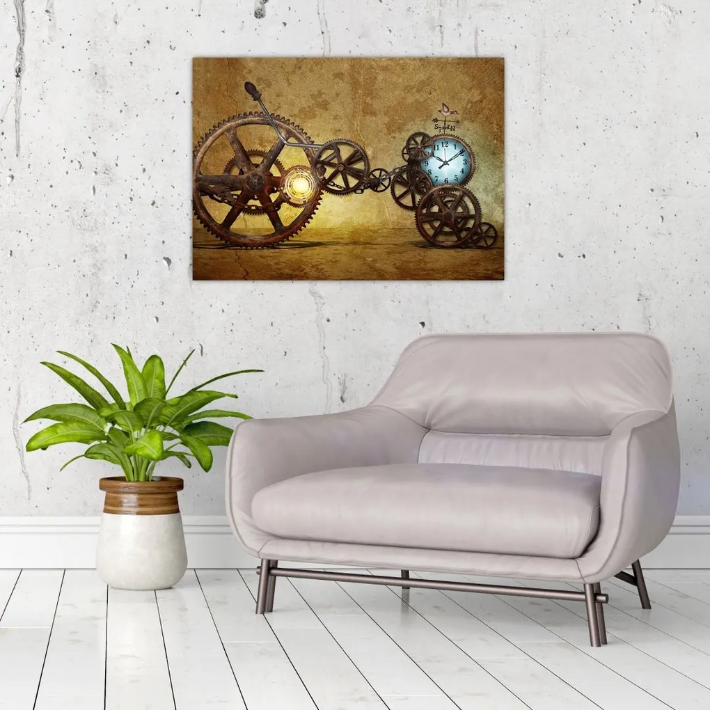 Obraz starych mechanizmów zegarowych (70x50 cm)