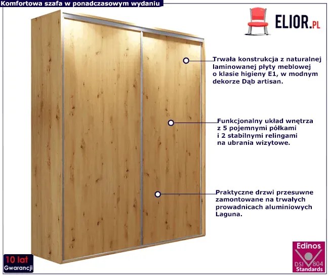 Szafa przesuwna dąb artisan - Estori 2X