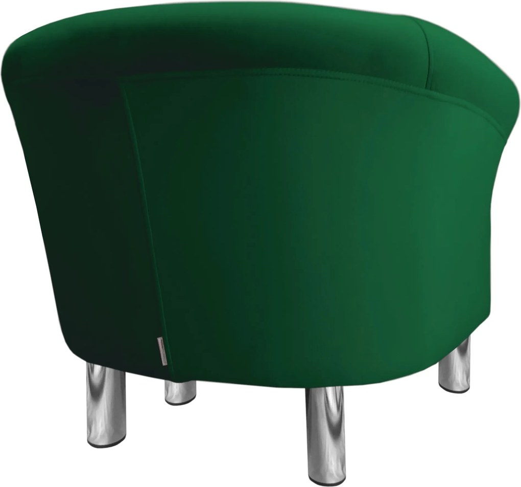 Fotel Milo tkanina Welur wygodny fotel tapicerowany do salonu i sypialni : Kolor nogi - Chrom, Kolor tkaniny - VELVET - MG25, Wysokość nogi - 15 cm