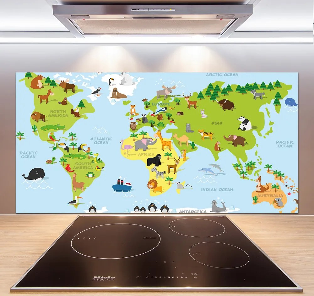 Panel do kuchni Mapa zwierzęta