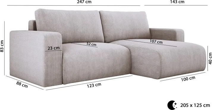 Narożnik wolnostojący CARL Lewy w tkaninie POSO 110