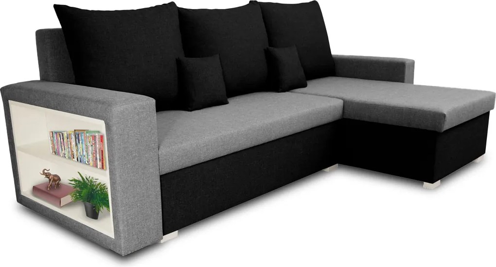 Narożnik z funkcją spania SAM1 Jasny szary/Czarny