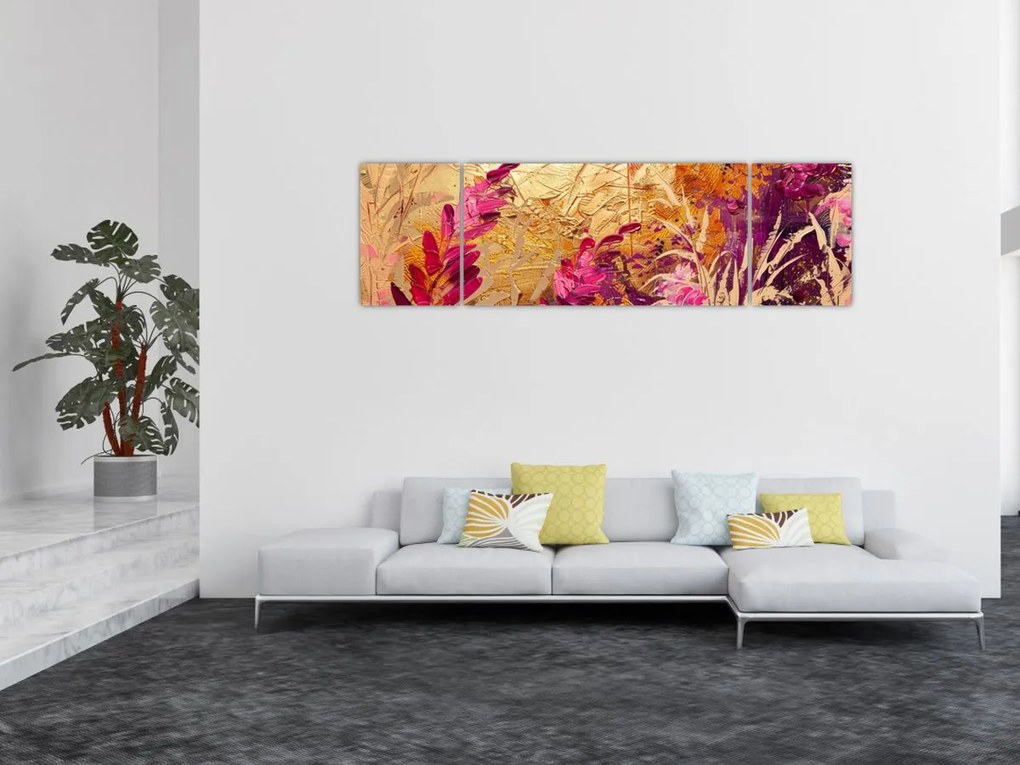 Obraz - Abstrakcyjny obraz kwiatów II. (170x50 cm)