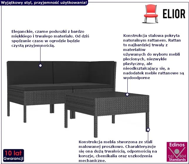 Zestaw wypoczynkowy z naturalnego rattanu - Alva 6X