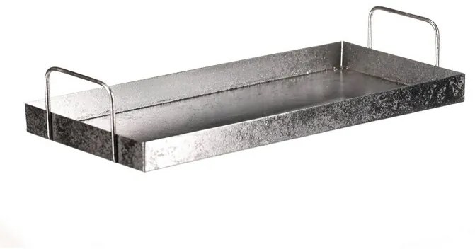 Metalowa taca z uchwytami, prostokątna, srebrna,36 x 16 x 7 cm