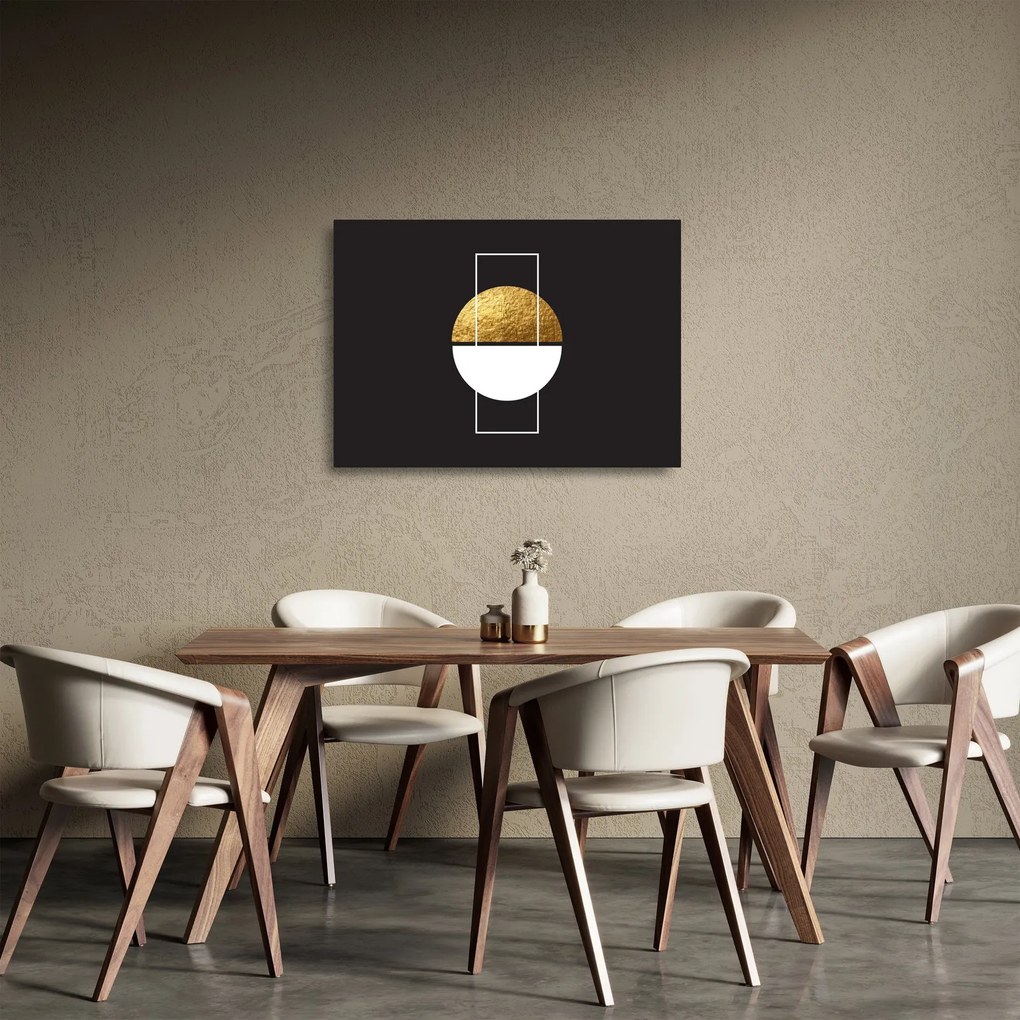 Obraz na szkle - Abstrakcja złoto i czerń N⁰1 (70x50 cm)