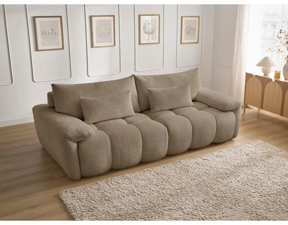 Brązowa sofa z tkaniny szenilowej 264 cm Ivane – Bobochic Paris
