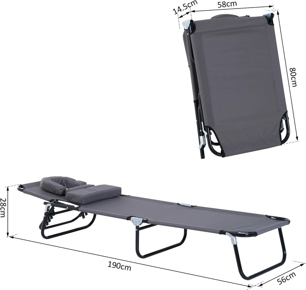 Outsunny Leżak do Opalania z Okienkiem do Czytania Otwór na Twarz Funkcjonalny Szary | Aosom PL