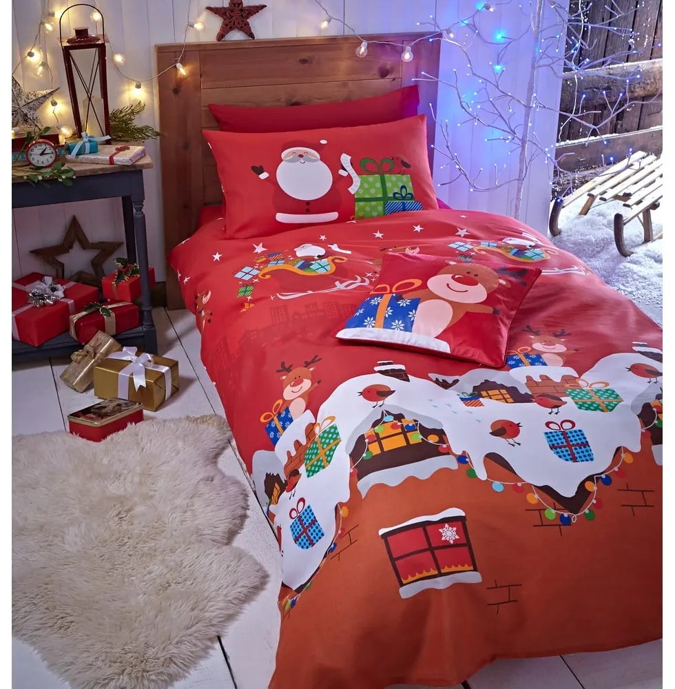 Czerwona pościel dziecięca do łóżeczka 120x150 cm Santa's Christmas Presents – Catherine Lansfield