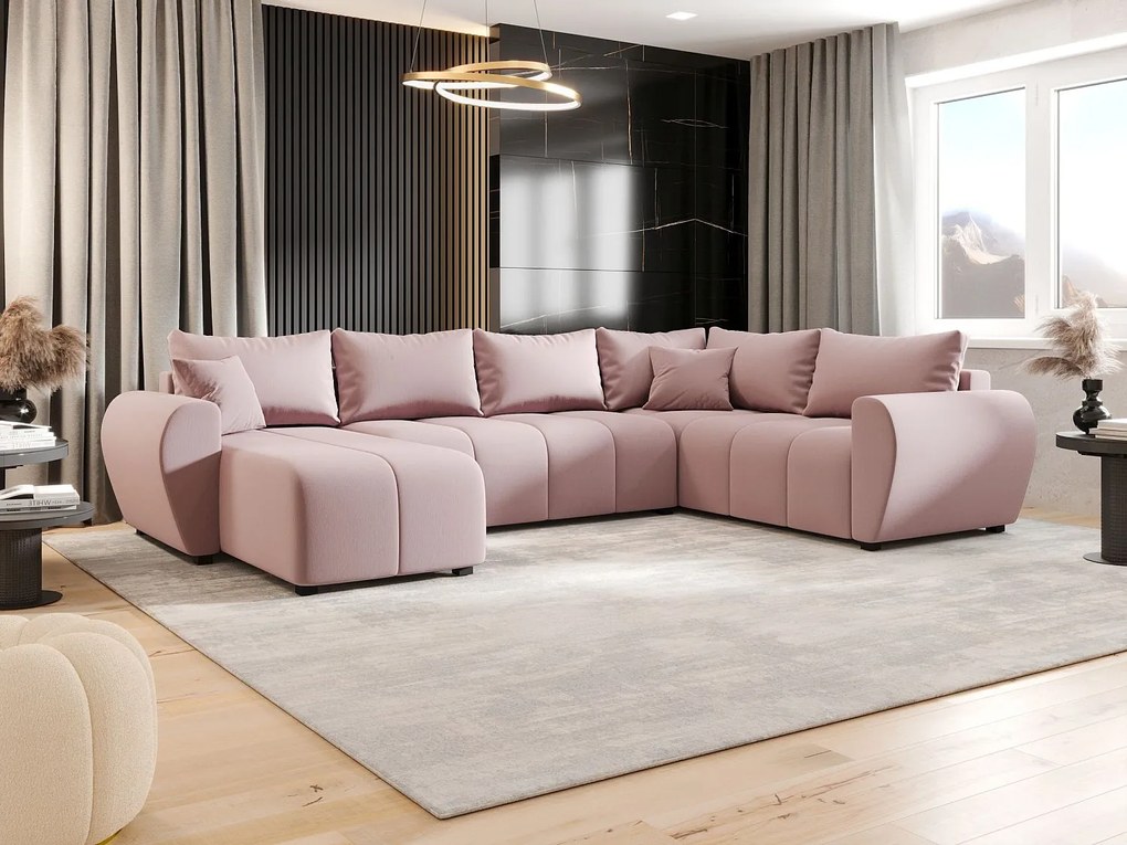 BEDANTE narożnik w kształcie U MOLISA U PLUS Cosmic 14 prawa Rosa z funkcją spania sofa w kształcie litery U z pojemnikiem na pościel