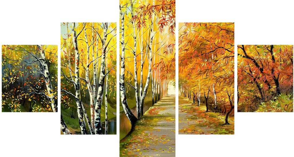 Obraz - Romantyczna aleja wzdłuż wody, obraz olejny (125x70 cm)