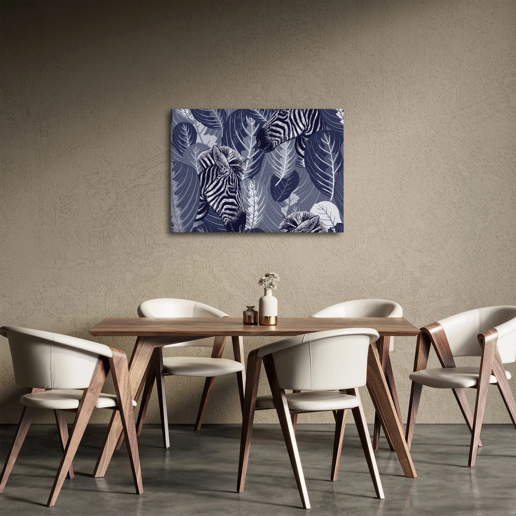 Obraz - Niebieskie zebry (70x50 cm)