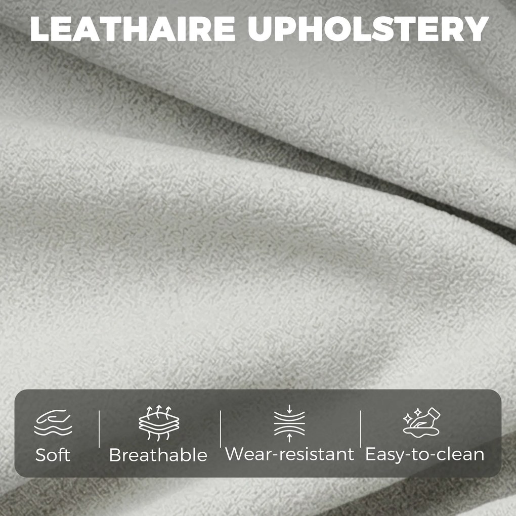 HOMCOM 2-osobowa sofa, 146 cm modułowa sofa z ekoskóry z szerokim i głębokim siedziskiem, grubymi poduszkami, łatwy montaż, Szara | Aosom PL