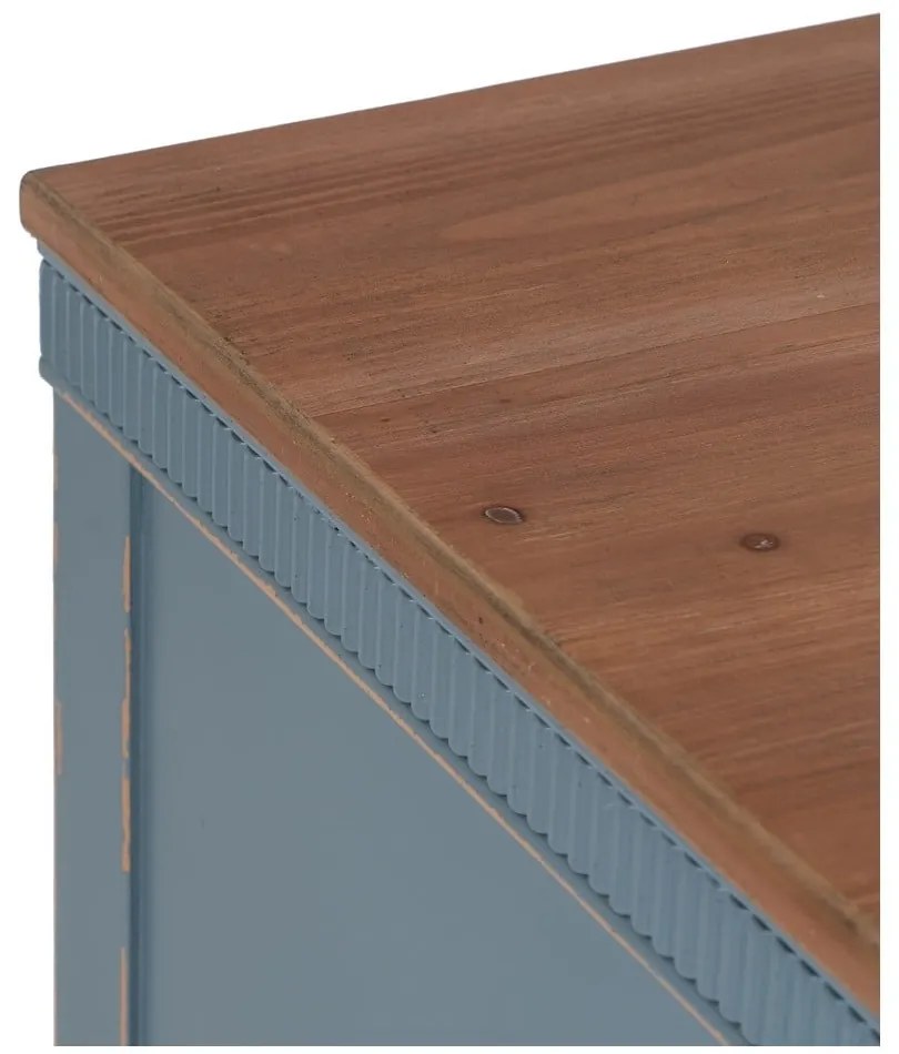 Niebieska niska komoda z litego drewna jodłowego 115x90 cm Shabby – Ixia