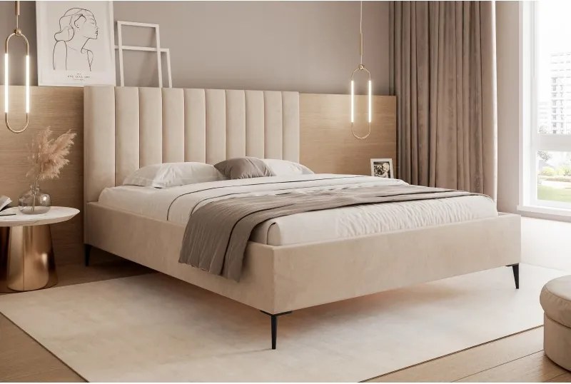 Łóżko Mona Slim III 200 Tkanina VELUTTO 02 stelaż metalowy