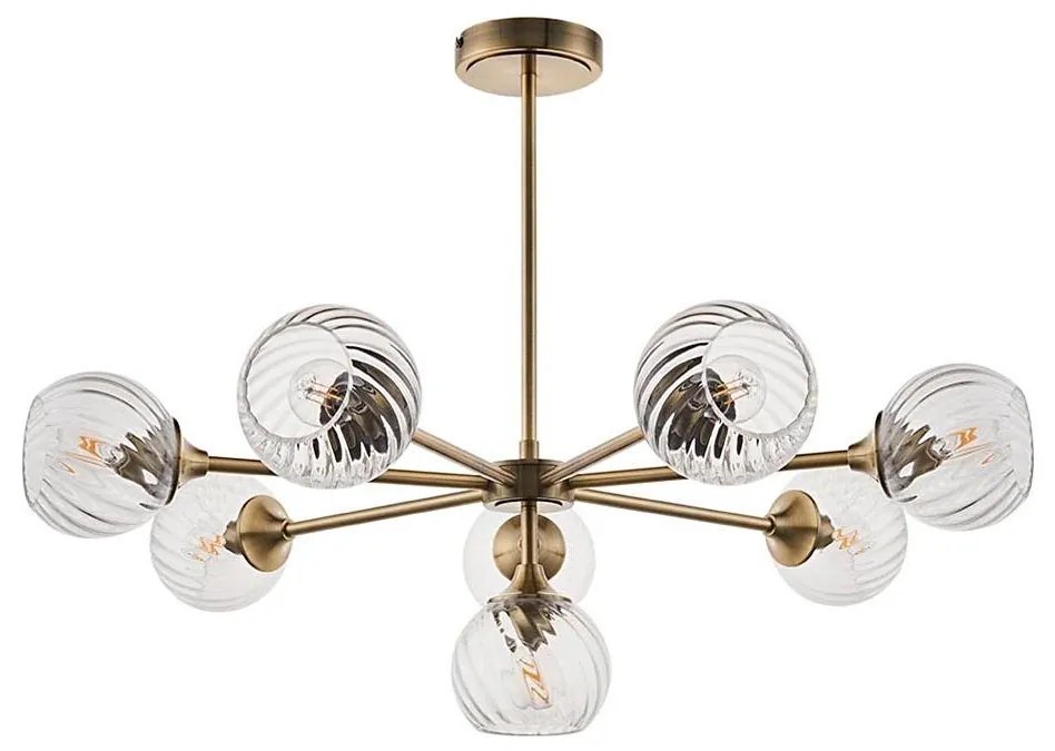 Endon 103172 - Żyrandol na drążku ALLEGRA 8xE14/7W/230V mosiądz/przezroczysty