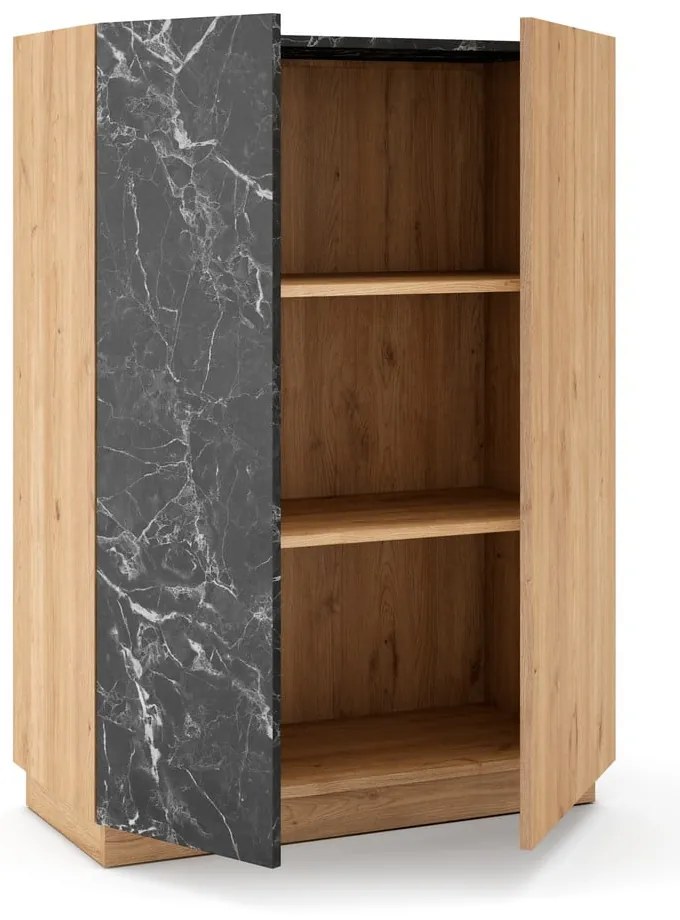 Czarno-naturalna szafka w dekorze dębu 90x127 cm Dione – Marckeric