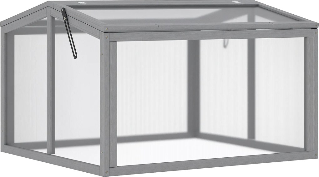 Outsunny Szklarnia Ogrodowa z Drewna i Poliwęglanu Jasnoszara Odporna na Pogodę 90x80x58cm | Aosom PL