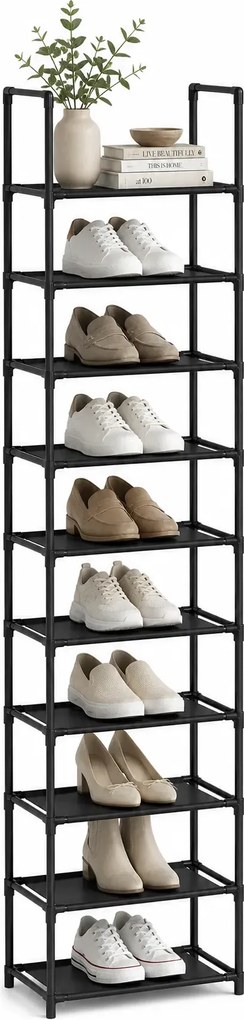Wąski Regał Czarny Na Buty W Stylu Minimalistycznym M8-L51