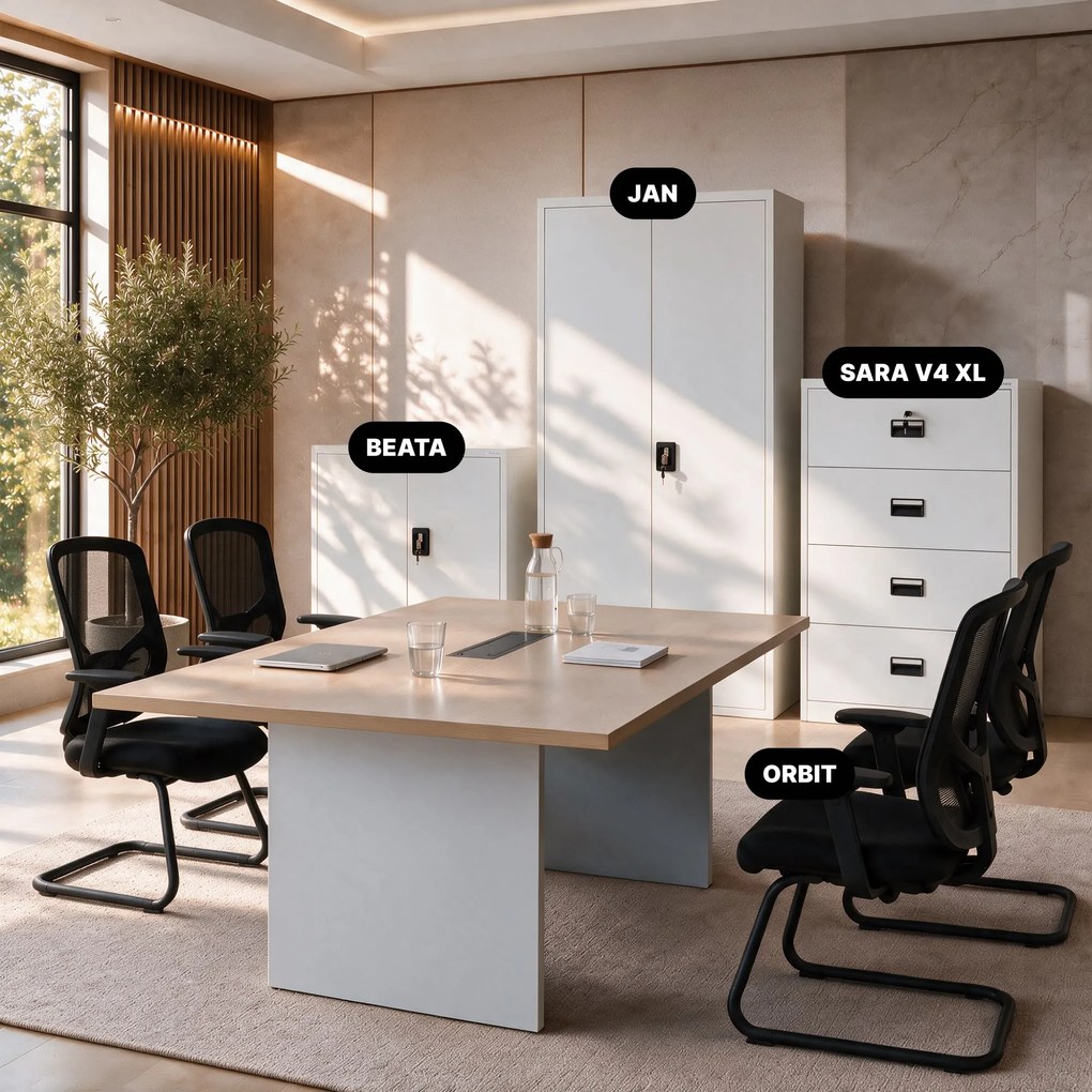 Szafa kartotekowa metalowa z 4 szufladami biała, 900x1320x600 mm: SARA XL V4