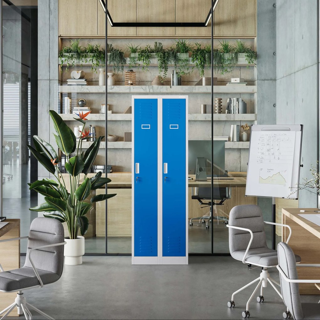 Szafka pracownicza metalowa czterokomorowa niebieska