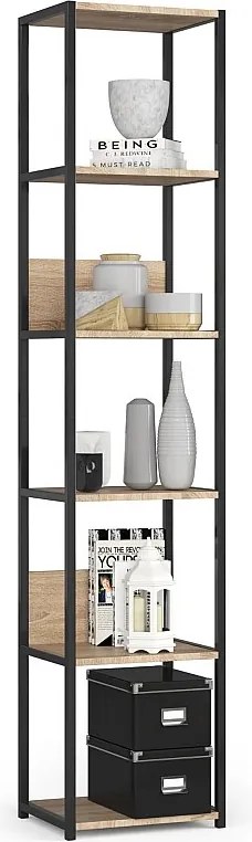 Regał industrialny AKORD metalowy Czarny Dąb Sonoma 40x32x192 cm