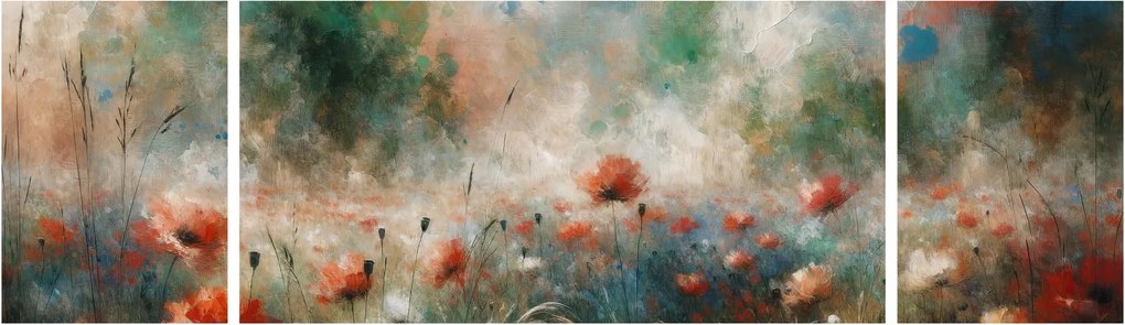 Obraz – Abstrakcja pola z makami (170x50 cm)
