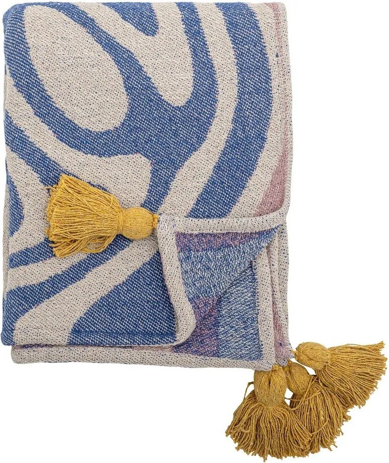 Niebieski koc z mieszanki bawełny 130x160 cm Arlie – Bloomingville