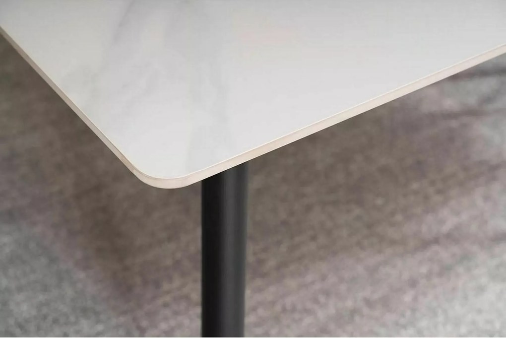 Stół jadalniany RION 130x70 cm z ceramicznym blatem, biały marmur