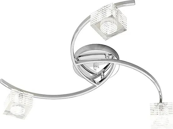 Lampa sufitowa Metropolitan Toplight 3-punktowa z gniazdem G9, chromowaną ramką i szkłem hartowanym, nowoczesny design 50x50x12cm