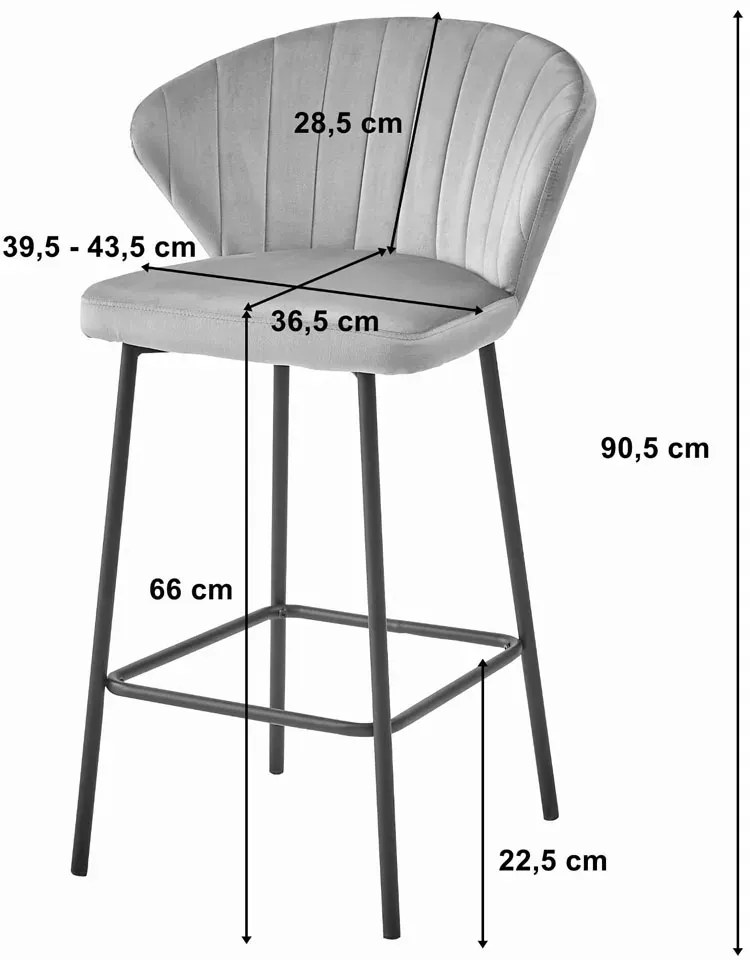 Tapicerowane srebrne barowe krzesło do wyspy Ormond 9X