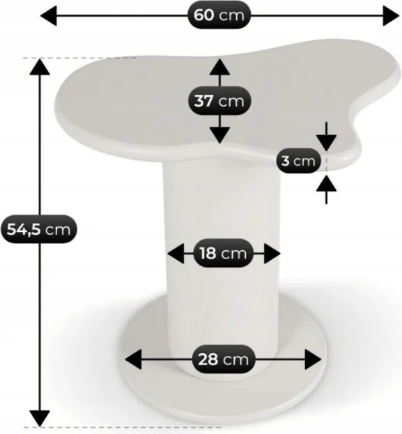 Stolik Kawowy PASCAL 60 cm Biały Nowoczesny