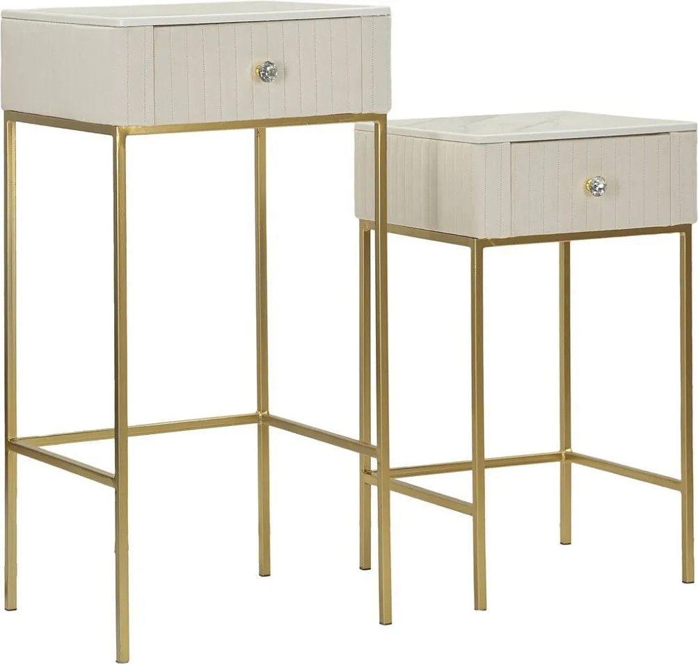 Zestaw Stolików Pomocniczych VKH771, Beżowy, 45x45x90 cm, Kendra Home