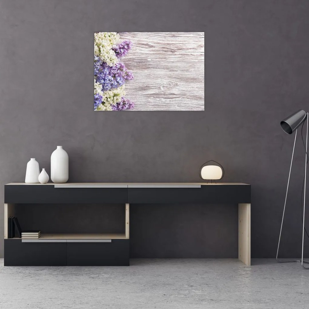 Obraz bzu na drewnie (70x50 cm)